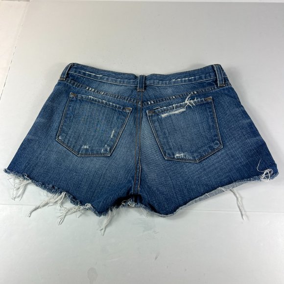 J Brand Jean Shorts Women 29 Libra Mid Rise Blue Distressed Cut Off Denim Cotton - Picture 8 of 15